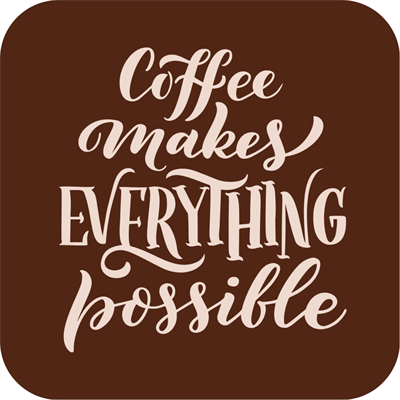 Kahve Temalı Yazılı Tasarımlı 6lı Ahşap Bardak Altlığı