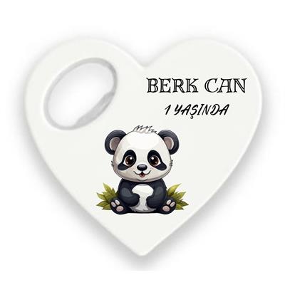 Kalp Şeklinde 1 Yaş Doğum Günü Magnet – Berk Can Panda Temalı Açacak