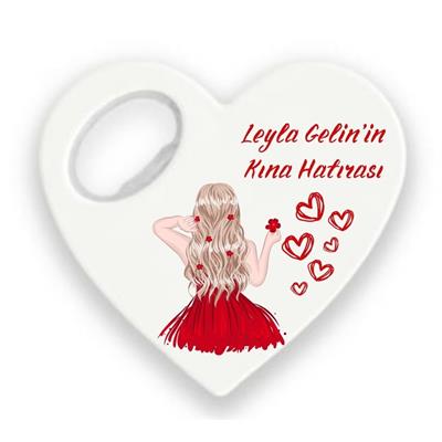 Kalp Şeklinde Kına Hatırası Magnet – Leyla Geline Özel Açacak Hediyelik