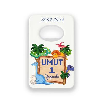 Kartvizit Şeklinde Dinozor Temalı Magnet – Umut 1 Yaşında Açacak Hatırası