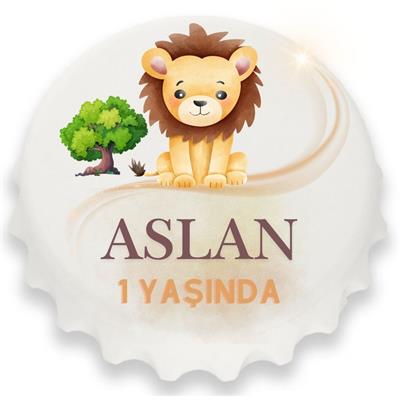 Kişiye Özel 1 Yaş Aslan Temalı Açacak Magnet – Erkek Bebek Doğum Günü