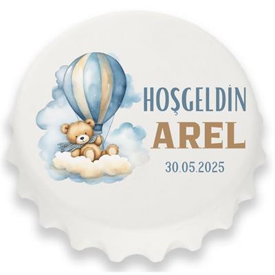 Kişiye Özel Hoşgeldin Bebek Magnet – Ayıcık ve Balon Temalı Açacak
