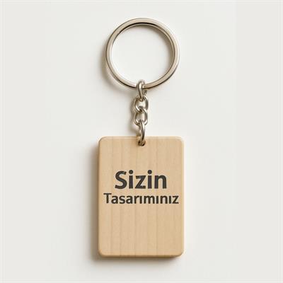 Kişiye Özel UV Baskılı Dikdörtgen Ahşap Anahtarlık - 40x60mm