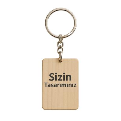 Kişiye Özel UV Baskılı Dikdörtgen Ahşap Anahtarlık - 40x60mm