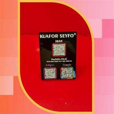 Kuaför ve Berberlere Özel Siyah Büküm Pleksi 3lü QR Kod ve IBAN Standı