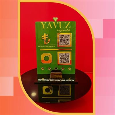 Jewelery Special Green Gold Plexiglass 2 Piece QR Code and IBAN Stand