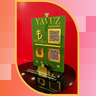 Jewelery Special Green Gold Plexiglass 2 Piece QR Code and IBAN Stand