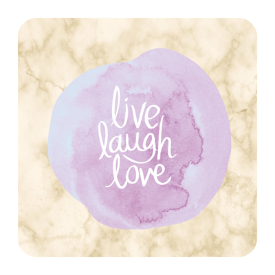 Live Laugh Love Desenli 6lı Ahşap Bardak Altlığı