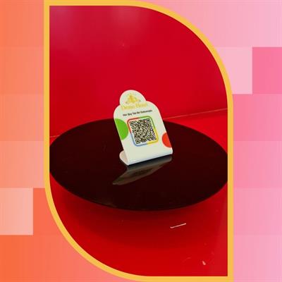 Mini White QR Code Stand - 8x5 cm Desktop QR Code Menu Board