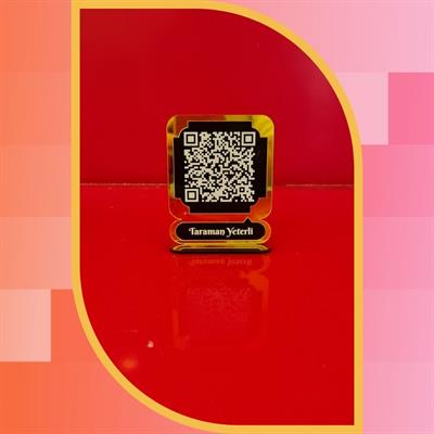 Mini Gold Mirror Plexi QR Code Desktop Stand - 8x5 cm