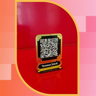 Mini Gold Mirror Plexi QR Code Desktop Stand - 8x5 cm