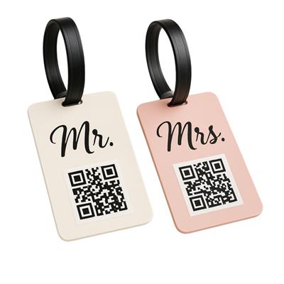 Mr. & Mrs. QR Kodlu Bagaj Etiketi - Çift Seti