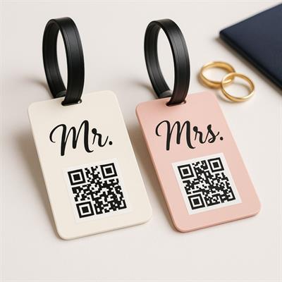 Mr. & Mrs. QR Kodlu Bagaj Etiketi - Çift Seti
