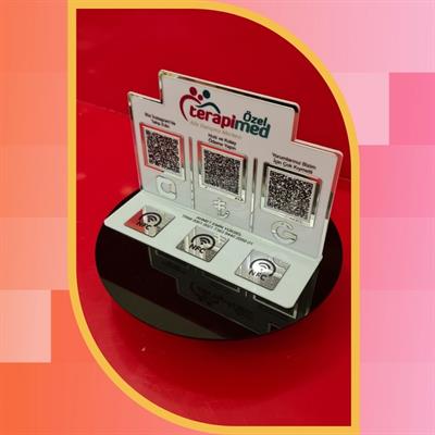 Desktop Social Media & Payment Stand with NFC and QR Code - Special Design for All Sectors