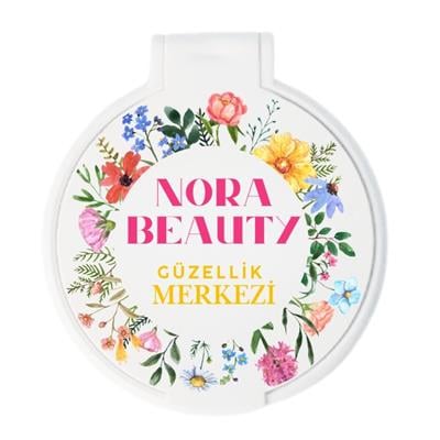 Nora Beauty Güzellik Merkezi Temalı Çiçekli Yuvarlak Ayna