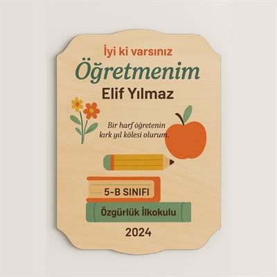Öğretmene Hediye Panosu - Kişiye Özel Ahşap Tasarım