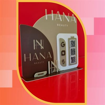 Custom Cut 30x30 cm Plexiglass QR Code Stand and A5 Brochure Holder - Corporate Promotion Board