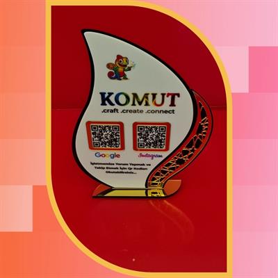 Special Cut Gold Mirrored White Plexiglass 2-Piece QR Code Stand