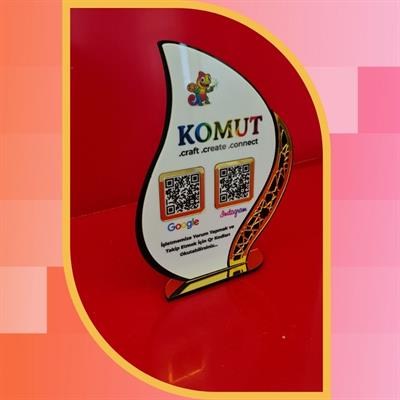 Special Cut Gold Mirrored White Plexiglass 2-Piece QR Code Stand