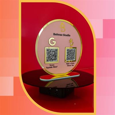 Pembe Gold Daire QR Kod ve Ödeme Standı - Güzellik Merkezi Özel Tasarım