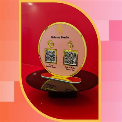 Pembe Gold Daire QR Kod ve Ödeme Standı - Güzellik Merkezi Özel Tasarım