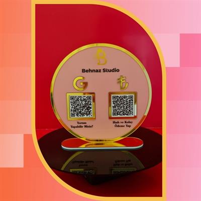 Pembe Gold Daire QR Kod ve Ödeme Standı - Güzellik Merkezi Özel Tasarım