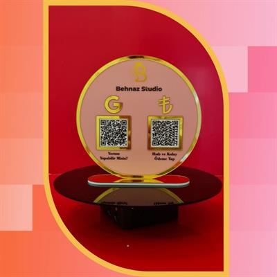 Pembe Gold Daire QR Kod ve Ödeme Standı - Güzellik Merkezi Özel Tasarım