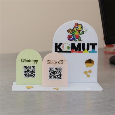 İkili QR Sosyal Medya Panosu –  Masaüstü Stand