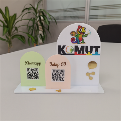 İkili QR Sosyal Medya Panosu –  Masaüstü Stand