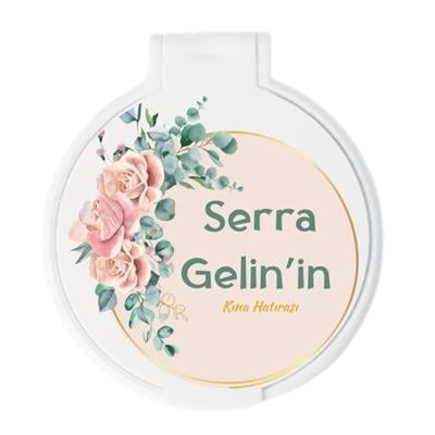 Serra Gelinin Pastel Çiçekli Kına Hatırası Yuvarlak Ayna