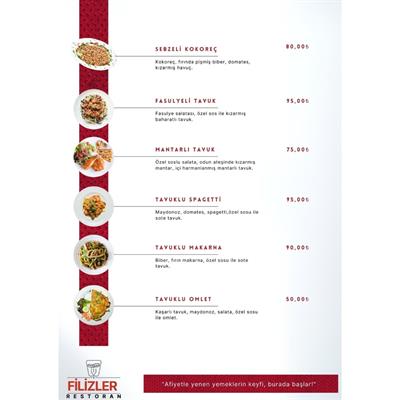 Sıcak Tabaklar Menüsü A3 - PVC Çift Taraflı Baskı