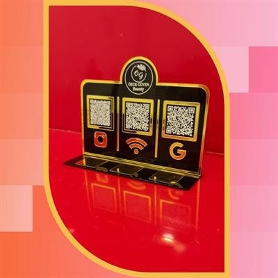 Black Gold 3-pack QR Code and 3-pack NFC Social Media & Wi-Fi Stand