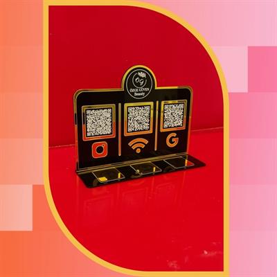 Black Gold 3-pack QR Code and 3-pack NFC Social Media & Wi-Fi Stand