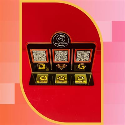 Black Gold 3-pack QR Code and 3-pack NFC Social Media & Wi-Fi Stand