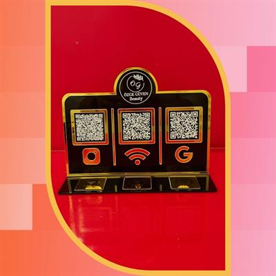 Black Gold 3-pack QR Code and 3-pack NFC Social Media & Wi-Fi Stand