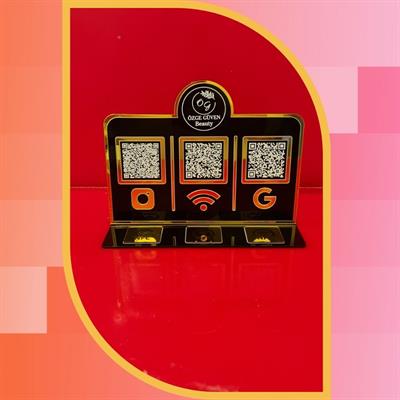 Black Gold 3-pack QR Code and 3-pack NFC Social Media & Wi-Fi Stand