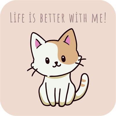 Tatlı Kedili 6lı Ahşap Bardak Altlığı