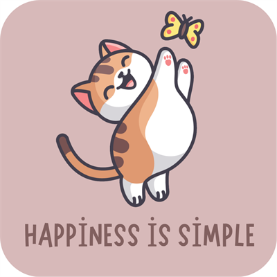 Tatlı Kedili 6lı Ahşap Bardak Altlığı