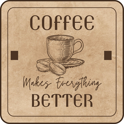 Vintage Kahve Temalı 6lı Ahşap Bardak Altlığı