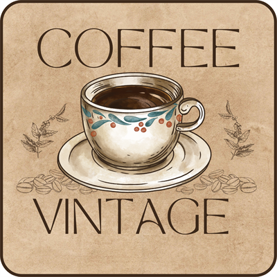 Vintage Kahve Temalı 6lı Ahşap Bardak Altlığı