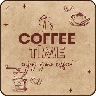 Vintage Kahve Temalı 6lı Ahşap Bardak Altlığı