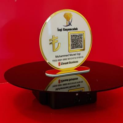 Yuvarlak Pleksi QR Kod ve Sosyal Medya Standı (12 cm)