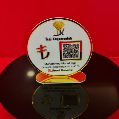 Yuvarlak Pleksi QR Kod ve Sosyal Medya Standı (12 cm)