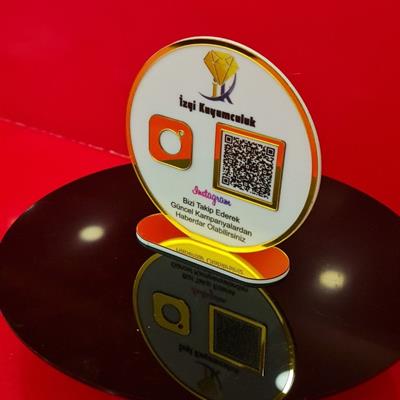 Yuvarlak Pleksi QR Kod ve Sosyal Medya Standı (12 cm)