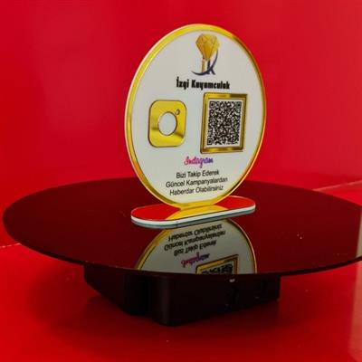 Yuvarlak Pleksi QR Kod ve Sosyal Medya Standı (12 cm)