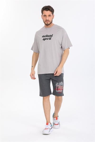 Actual Sport Yazılı Gri T-shirt