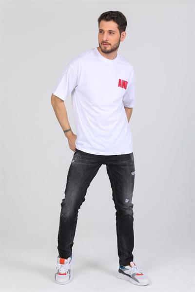 Oversize And Yazılı Beyaz T-shirt