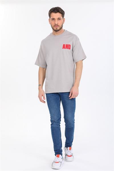 Oversize And Yazılı Gri T-shirt