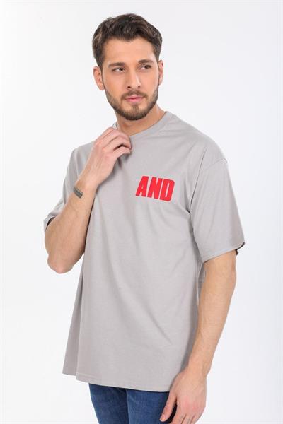 Oversize And Yazılı Gri T-shirt