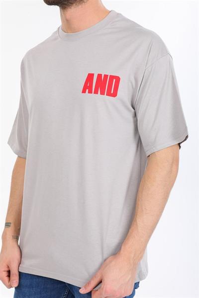 Oversize And Yazılı Gri T-shirt